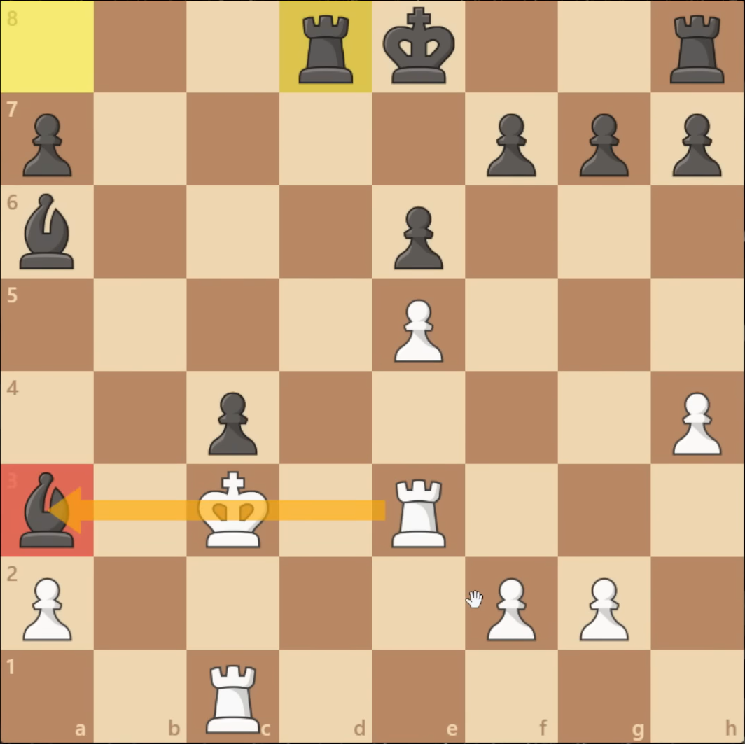 KingblocksRook King blocks the rook from capturing the bishop.
